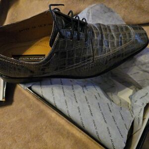 Stacy Adams Men's Gray Crocodile Texture Oxfords
